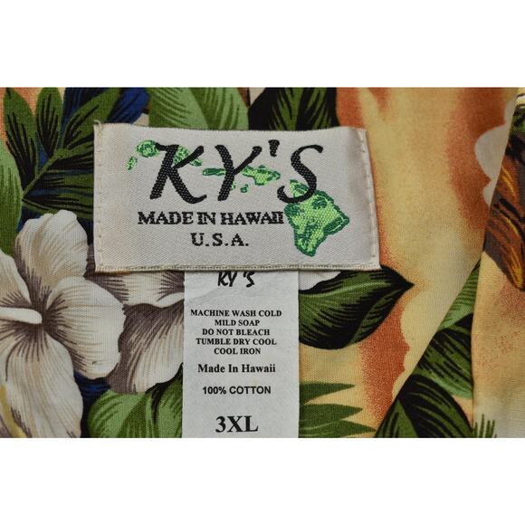 KY's Men's 3XL Hawaiian Shirt Palm Trees Woody Cars Made in Hawaii - Picture 2 of 8